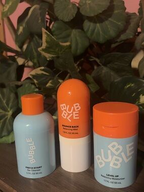 Bubble Skincare 3 Piece Set Cleanser Mist Moisturizer Travel Size Bundle